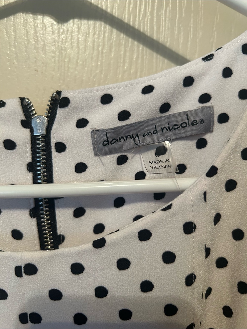 Danny & Nicole White Polka Dot Wide-Leg Jumpsuit with Black Waistband - Picture 3 of 8
